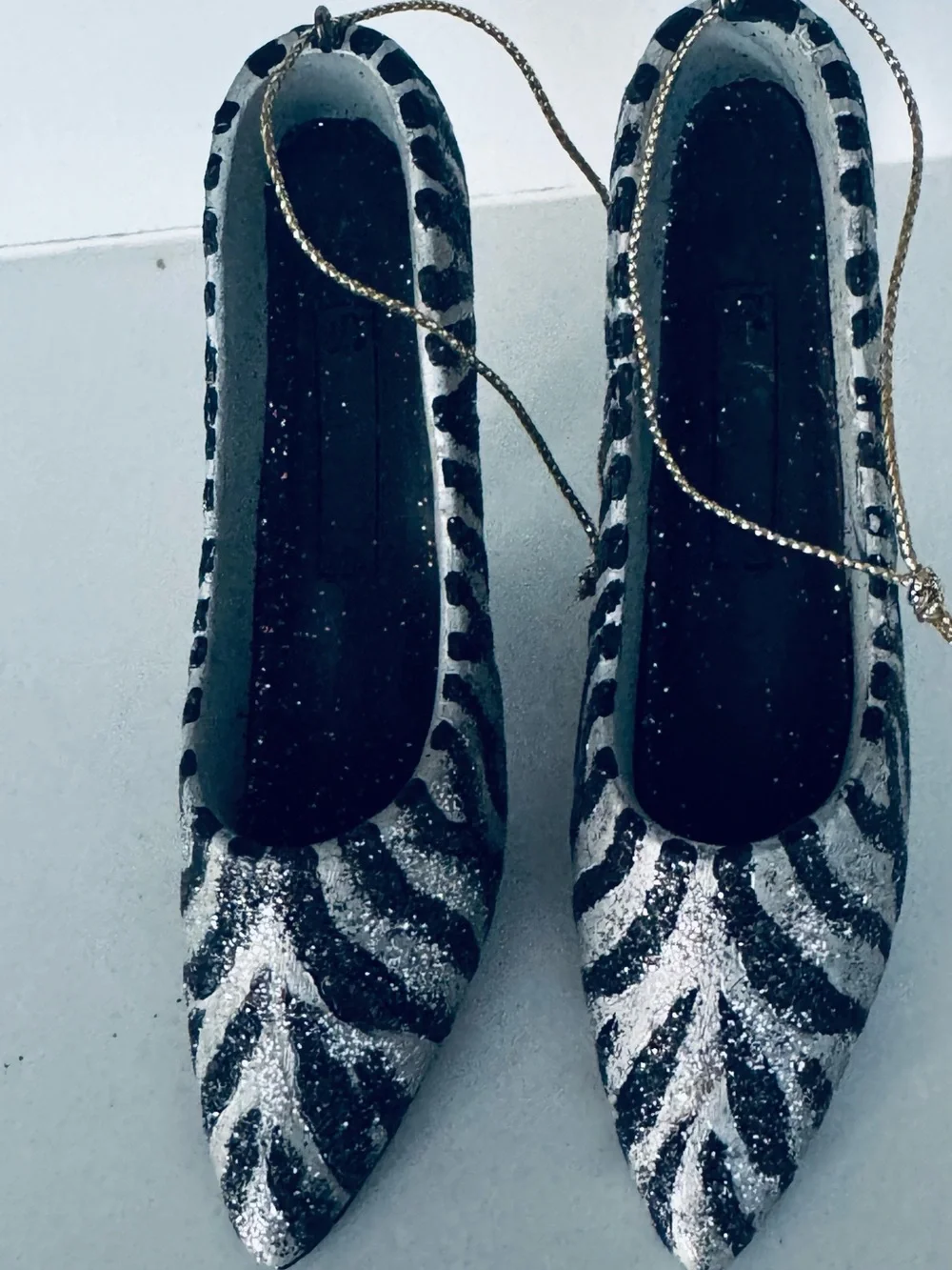 Silver & Black Glitter Zebra Pointed Pumps